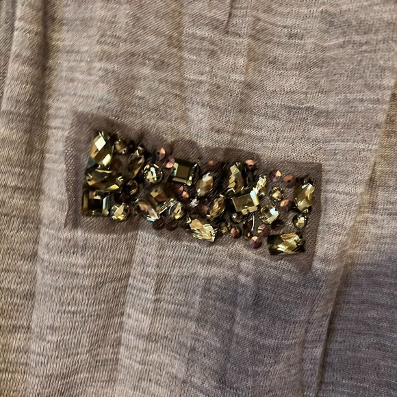 LOFT Tan 70% Wool Cardigan w/Embellishments - Medium - Picture 3 of 5